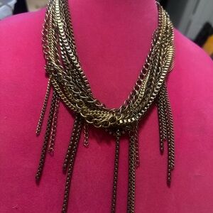 Chico's Multiple UNIQUE Layered CHAINS Gold Tone Necklace